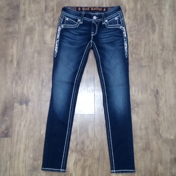 Rock Revival NWOT Women's 26 Amy Skinny Embroidered Rhinestones - Picture 3 of 9